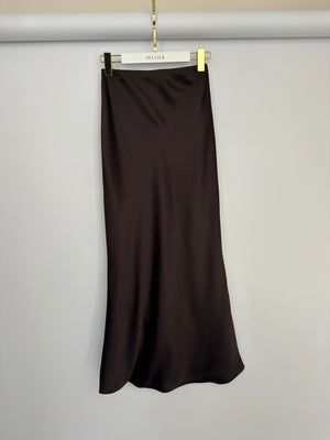 Norma Kamali Brown Satin Midi Skirt Size S (UK 8)