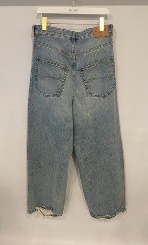 Balenciaga Wide Leg Unisex Jeans with Distressed Detail Size S (UK 8)