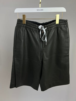 Louis Vuitton Dark Olive Green Leather Long Shorts Size FR 34 (UK 6)
