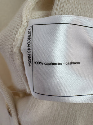 Chanel White Long-Line Cashmere Dress with Gold CC Buttons Detail Size FR 36 (UK 8)