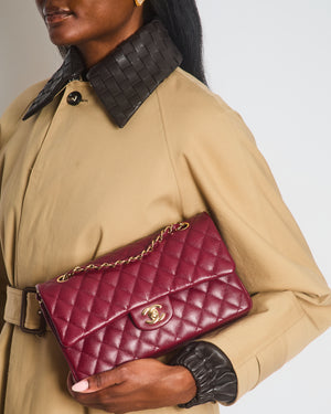 *HOT* Chanel Rouge Classic Medium Double Flap Bag in Caviar Leather with Champagne Gold Hardware