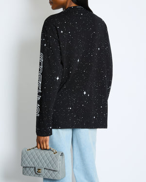 Christopher Kane Black ECO Sex World Long-Sleeve T-Shirt with Embellished Crystal Neckline Size S (UK 8)