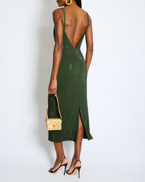 Christopher Kane Emerald Green Sequin Embellished Dress with Satin Black Top Detail UK 12