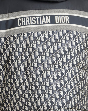 Christian Dior Navy and Ecru Cropped Reversible Puffer Jacket with Oblique Logo Pattern and Back Logo Size XS (UK 6) RRP £4,500