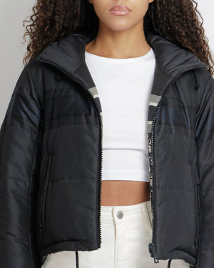 Christian Dior Navy and Ecru Cropped Reversible Puffer Jacket with Oblique Logo Pattern and Back Logo Size XS (UK 6) RRP £4,500