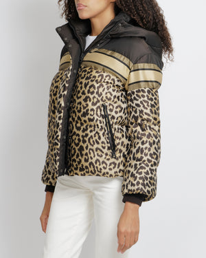 Christian Dior Brown and Black Leopard Print Hooded Puffer Jacket with Back Logo Size XS (UK 6) RRP £4,500