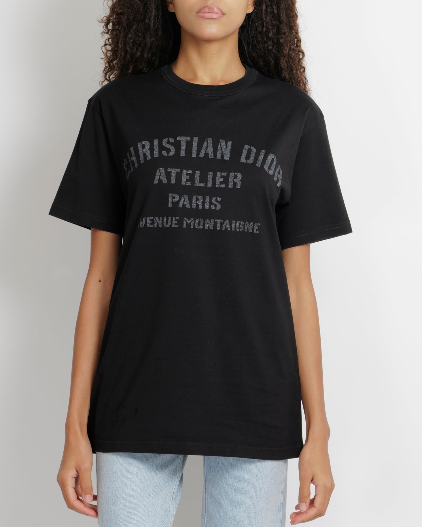 Christian Dior Black Short-Sleeved Oversized T-Shirt with Grey