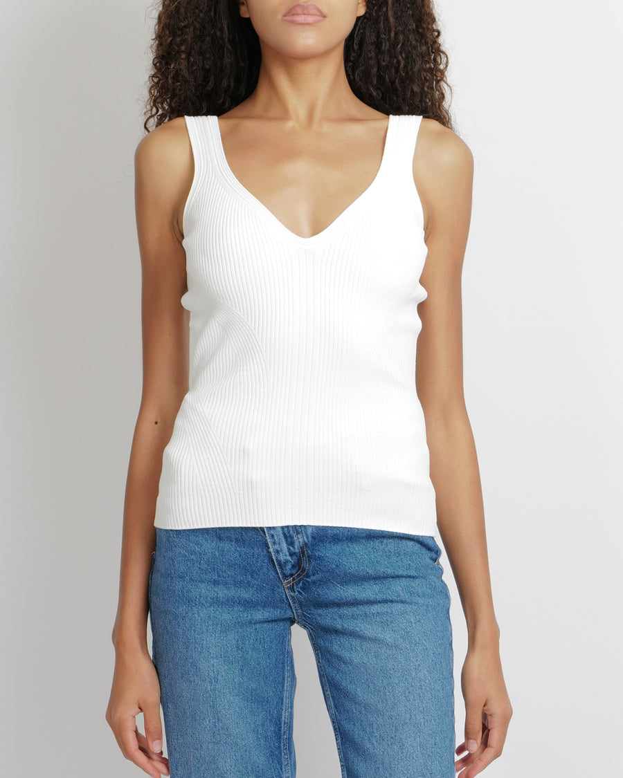 Alexander McQueen White Ribbed Sleeveless Bodycon Top Size FR 38 (UK 10)