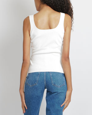 Alexander McQueen White Ribbed Sleeveless Bodycon Top Size FR 38 (UK 10)