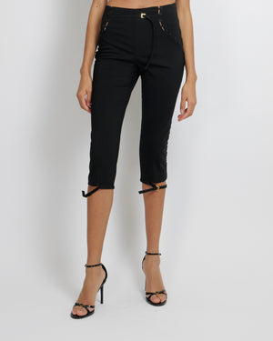 Jacquemus Black Le Caraco Trousers with Button and Buckles Details Size FR 38 (UK 10)