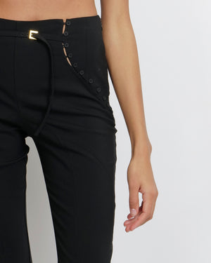 Jacquemus Black Le Caraco Trousers with Button and Buckles Details Size FR 38 (UK 10)
