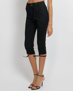 Jacquemus Black Le Caraco Trousers with Button and Buckles Details Size FR 38 (UK 10)