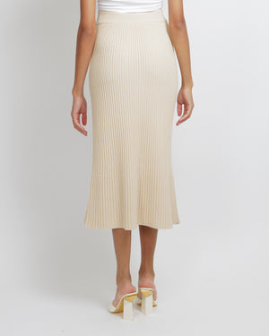 Loro Piana Beige Silk Knitted Maxi Skirt Size S (UK 8)