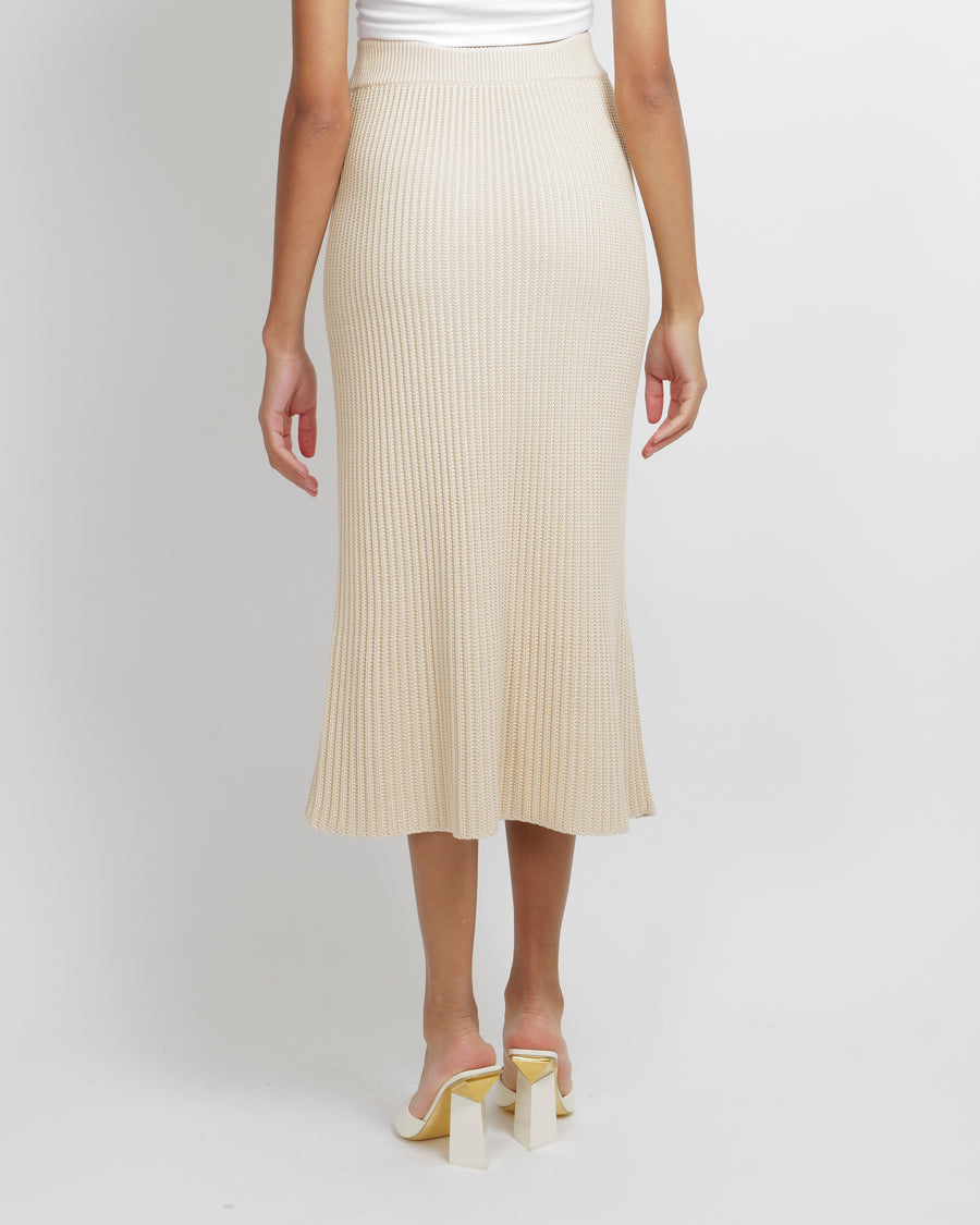 Loro Piana Beige Silk Knitted Maxi Skirt Size S (UK 8)