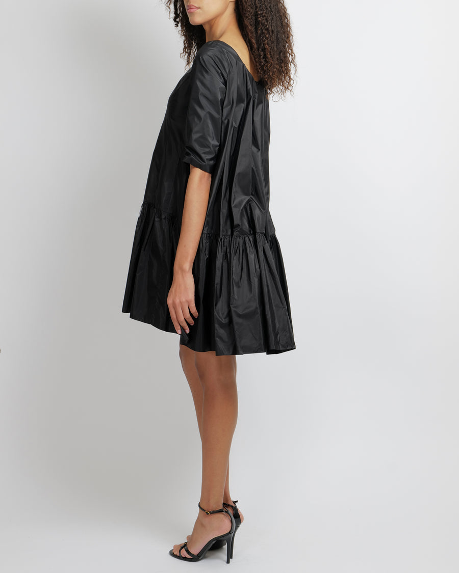 Christian Dior Black Silk Mini Dress with Ruffled Skirt Detail Size FR 34 (UK 6)