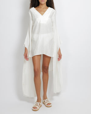 Cult Gaia White Linen Long Sleeved Rishima Cover Up Dress Size XS (UK 8) RRP £410