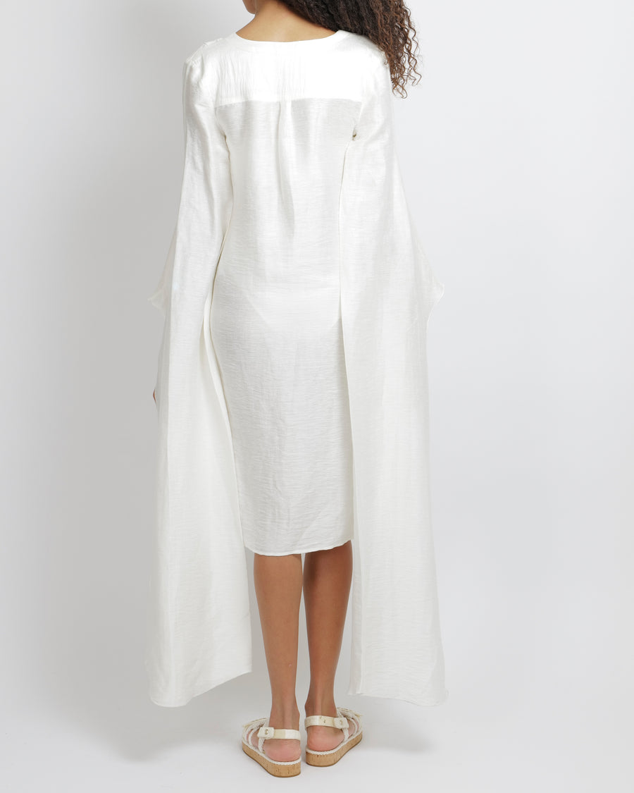 Cult Gaia White Linen Long Sleeved Rishima Cover Up Dress Size XS (UK 8) RRP £410