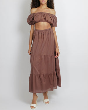 Faithfull The Brand Brown Crop Top and Skirt Set Size S (UK 8)