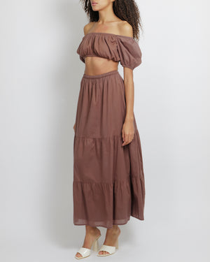 Faithfull The Brand Brown Crop Top and Skirt Set Size S (UK 8)