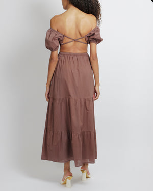 Faithfull The Brand Brown Crop Top and Skirt Set Size S (UK 8)