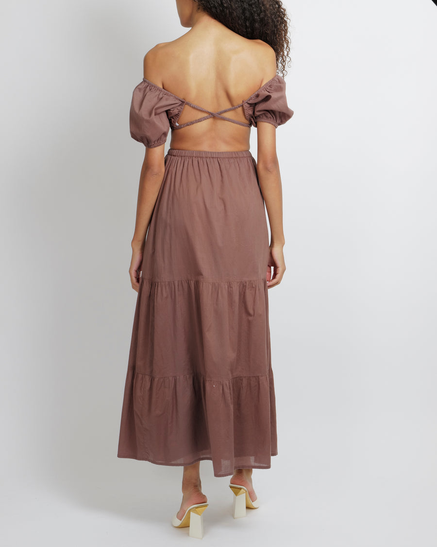 Faithfull The Brand Brown Crop Top and Skirt Set Size S (UK 8)