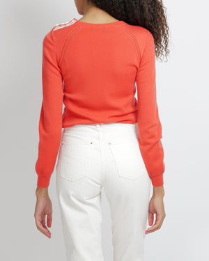 Louis Vuitton Coral Red Cashmere Jumper with White Button Details Size XS (UK 6)