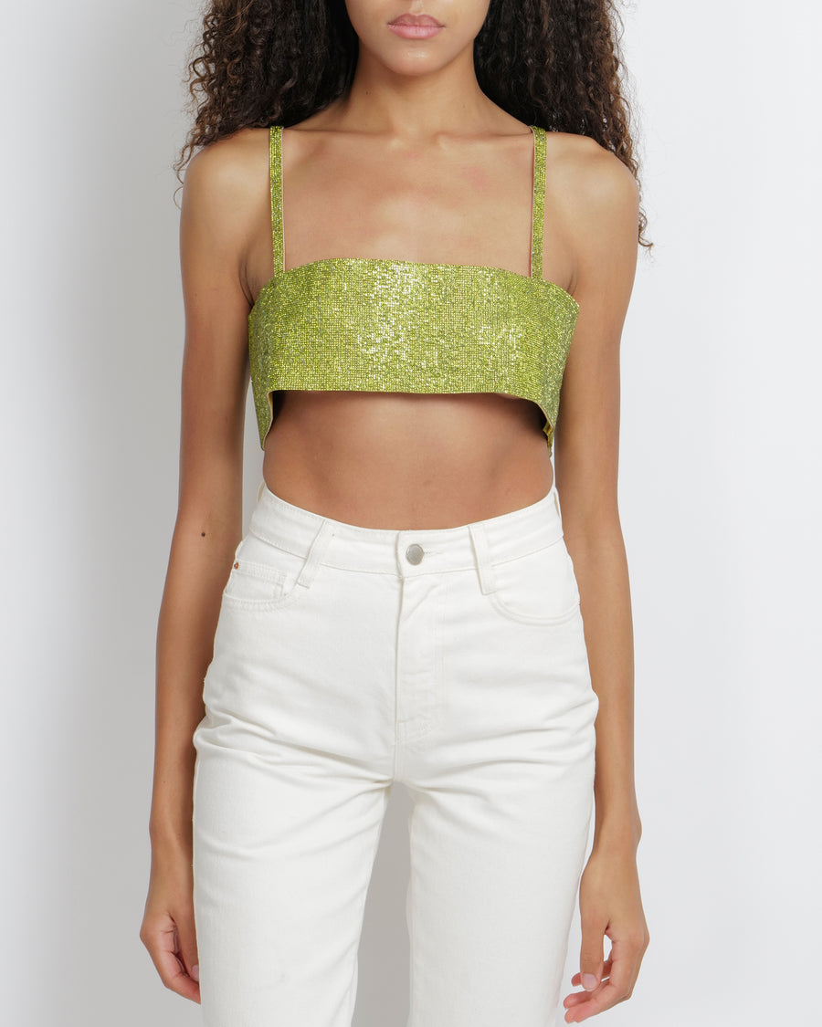 Nué Green Charlotte Top with Crystals Size S (UK 8) RRP £426