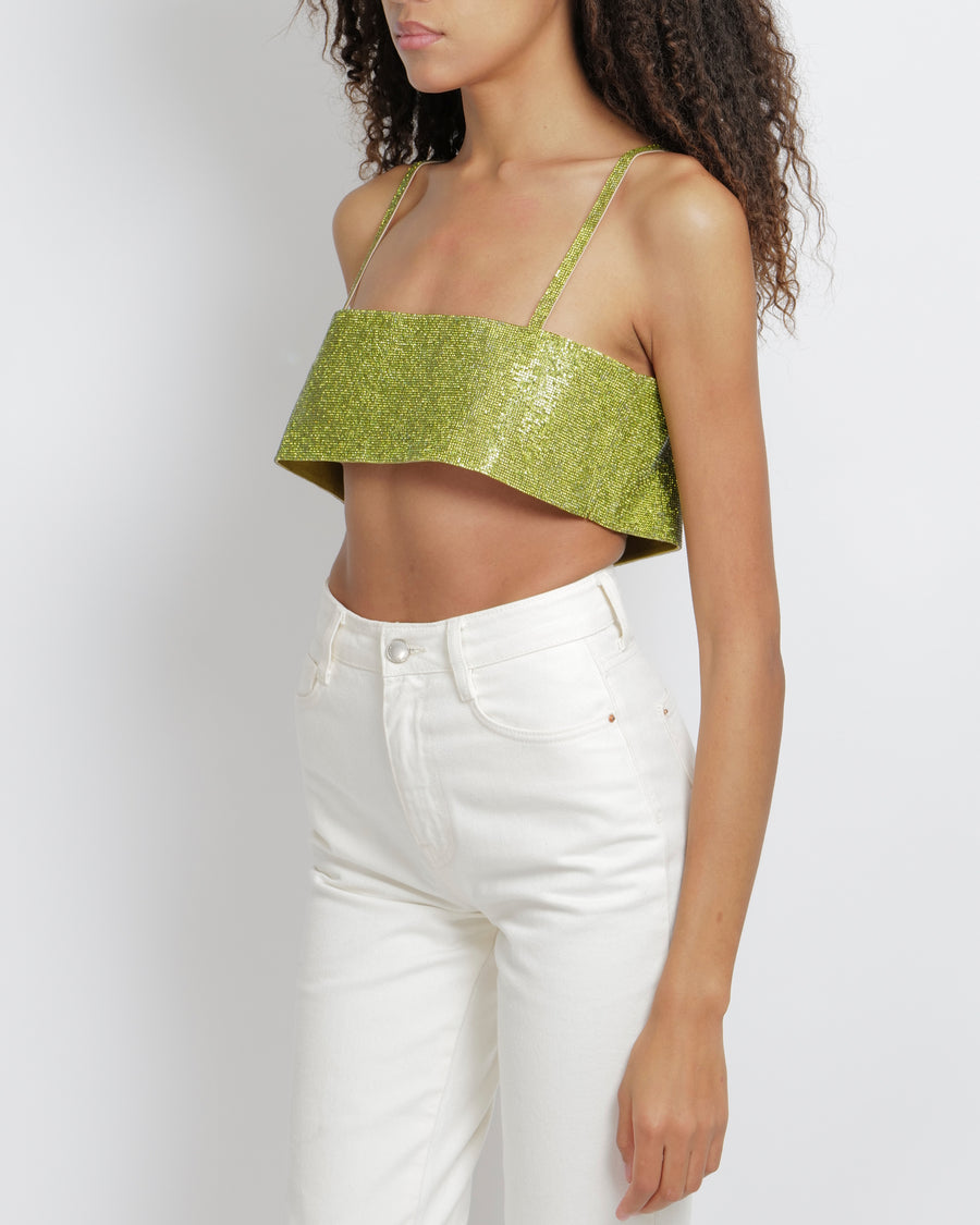 Nué Green Charlotte Top with Crystals Size S (UK 8) RRP £426
