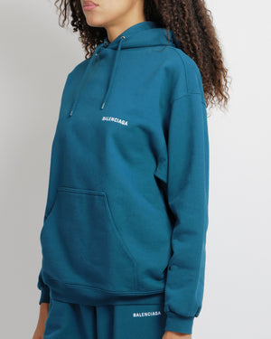 Balenciaga Unisex Petrol Blue Tracksuit Set with White Embroidered Logo Detail Size XS/S (UK6/8) RRP £1,250