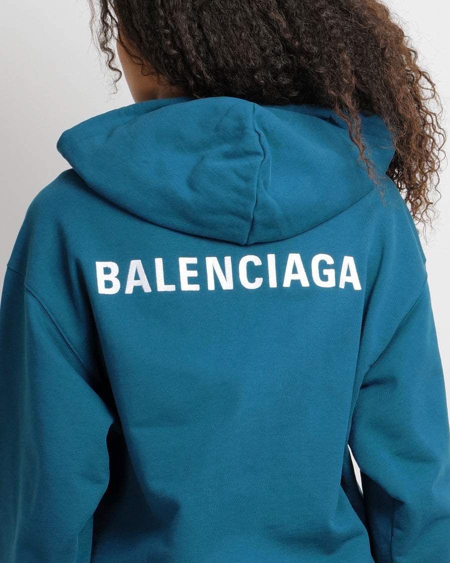 Balenciaga Unisex Petrol Blue Tracksuit Set with White Embroidered Logo Detail Size XS/S (UK6/8) RRP £1,250