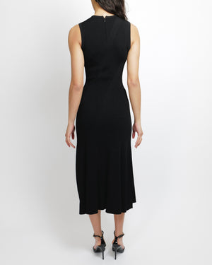Alexander McQueen Black Ribbed Sleeveless Maxi Dress with Silver Hook Details Size S (UK 8) RRP £2,500