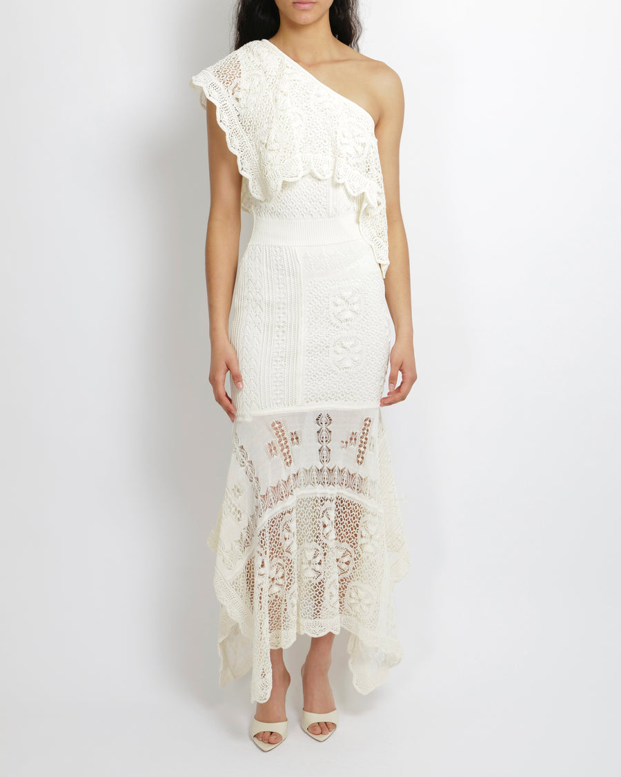white christmas dresses Alexander McQueen Cream Crochet One-Shoulder Maxi Dress Size M (UK 10) Sellier white christmas dresses Alexander McQueen Cream Crochet One-Shoulder Maxi Dress Size M (UK 10) Sellier
