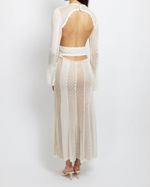 Alexander McQueen White and Beige Crochet Maxi Dress with Open Back an –  Sellier