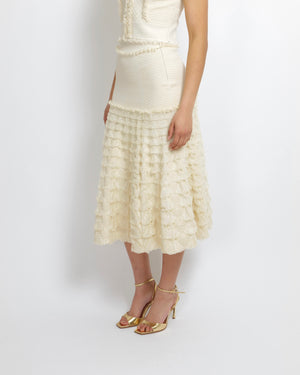 Alexander McQueen Cream Midi Skirt with Tiered Ruffles Size S (UK 8)