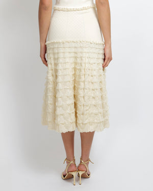 Alexander McQueen Cream Midi Skirt with Tiered Ruffles Size S (UK 8)