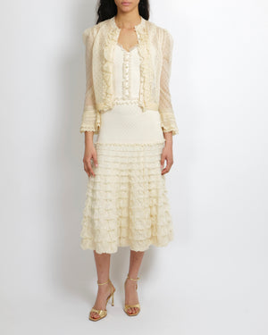 Alexander McQueen Cream Midi Skirt with Tiered Ruffles Size S (UK 8)