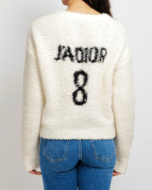 Christian Dior Cream Wool Jumper with Black J'Adior 8 Back Logo Print Size FR 38 (UK 10)