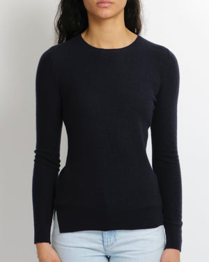 Loro Piana Navy Baby Cashmere Jumper with Silver Logo Detail Size IT 38 (UK 6)