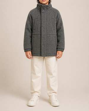 Loro Piana Kids Grey Cashmere Jacket with Pockets and Knit Collar Size 8 years RRP £2,550