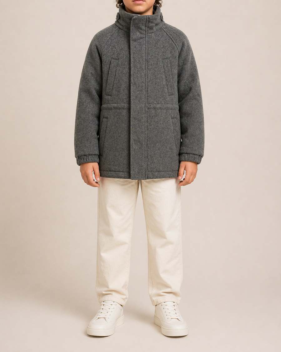 Loro Piana Kids Grey Cashmere Jacket with Pockets and Knit Collar Size 8 years RRP £2,550