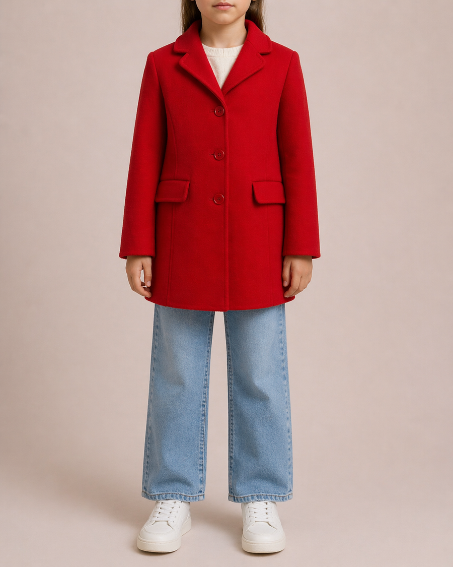 Loro Piana Kids Red Cashmere Coat with Pockets and Buttons Size 8 years RRP £2,550