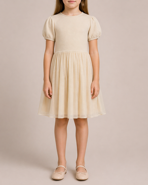 Loro Piana Kids Cream Stardust Dress with Pleated Skirt Size 8 years RRP £900