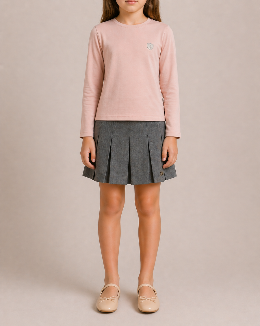 Moncler Kids Pink Long-Sleeve T-Shirt with Crystal Logo Patch Detail Size 8 years RRP £150