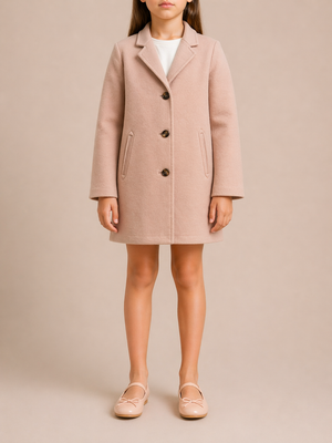 Loro Piana Kids Baby Pink Cashmere Coat with Brown Buttons and Pockets Size 8 years RRP £2,500