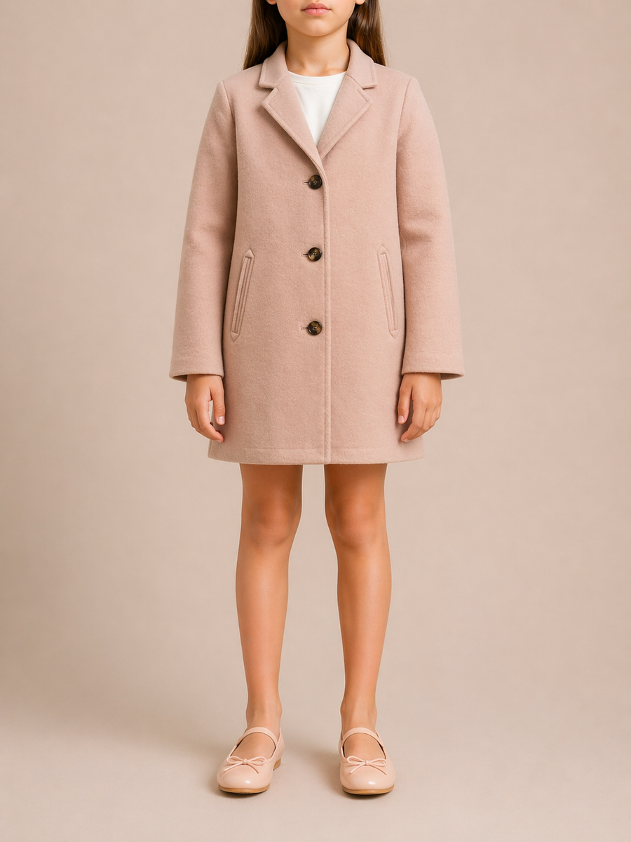 Loro Piana Kids Baby Pink Cashmere Coat with Brown Buttons and Pockets Size 8 years RRP £2,500