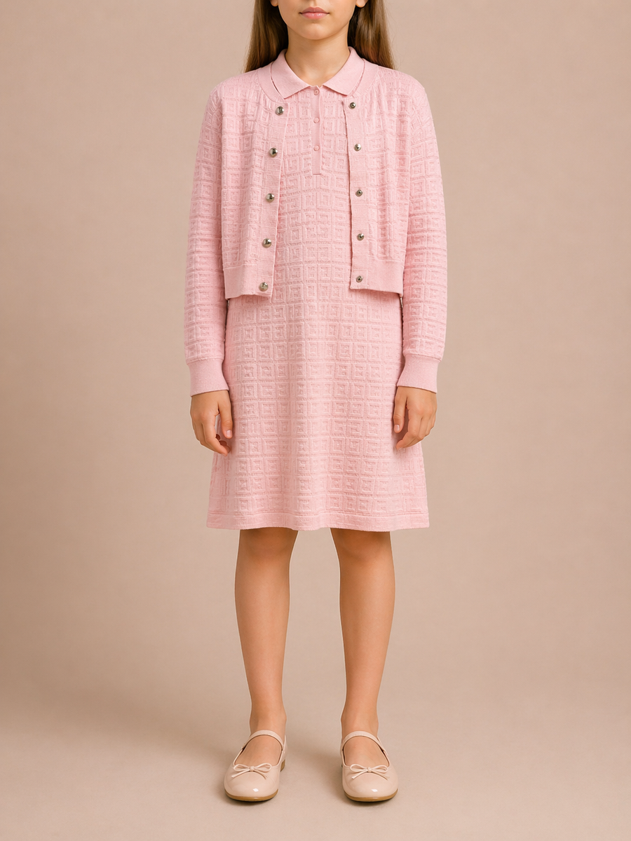 Givenchy Kids Pink Knit Logo Cardigan and Polo Dress Size 10 years RRP £800