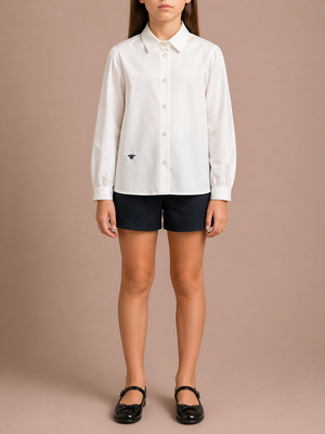 Christian Dior Kids White Long-Sleeve Shirt with Black Bee Detail Size 8 years RRP £380