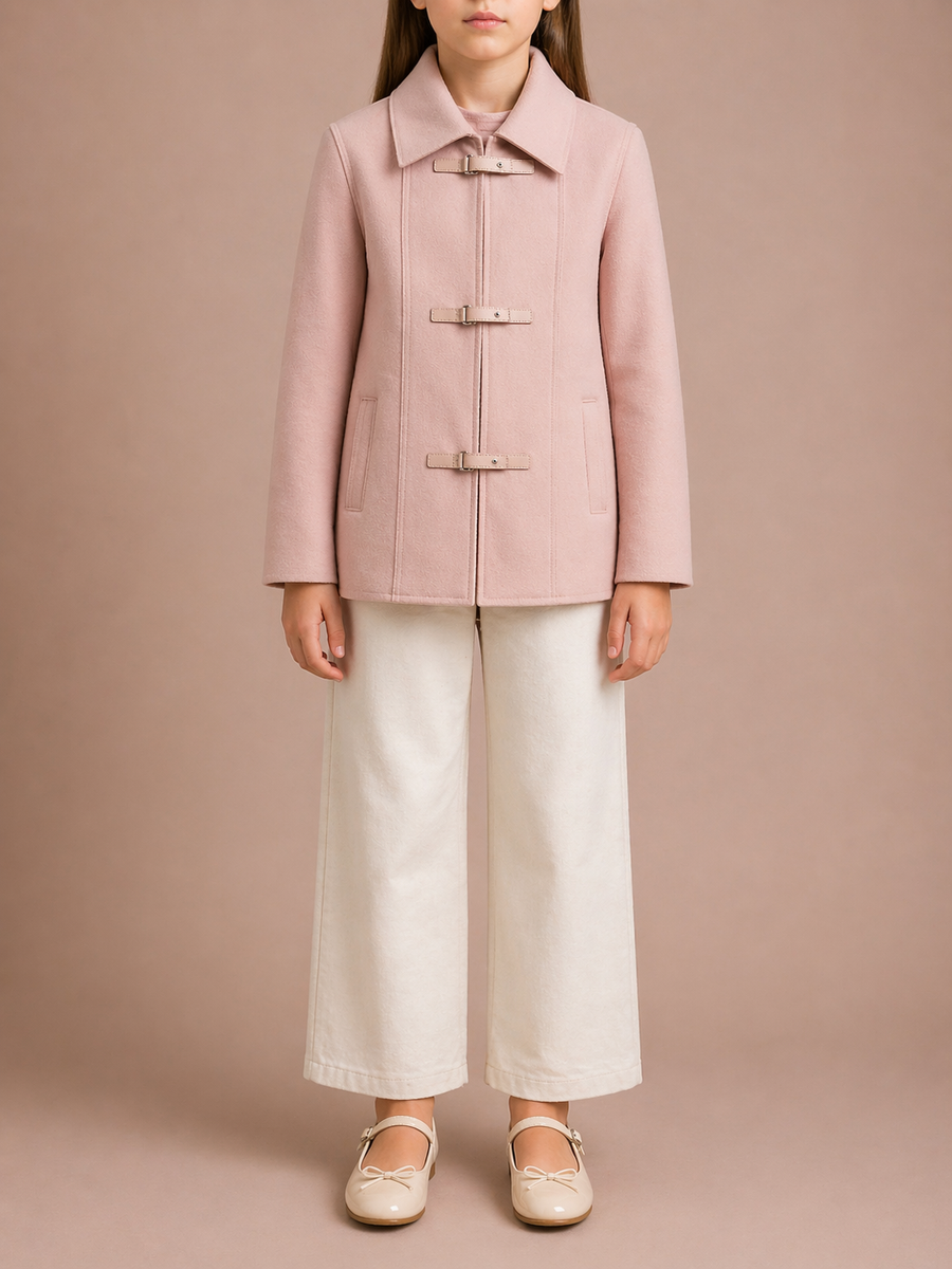 Loro Piana Kids Baby Pink Cashmere Jacket with Lambskin Leather Front Strap Details Size 6 years RRP £2,500
