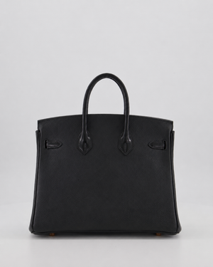Hermès Birkin Bag 25cm Touch in Noir Togo Leather and Shiny Alligator Mississippiensis with Rose Gold Hardware