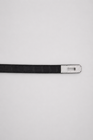 Hermès Kelly-To-Go Belt in Noir Matte Mississippiensis Alligator Leather and Diamond White Gold Hardware